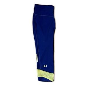 Under Armour Blue and Yellow Crop Compression Leggings Size Small